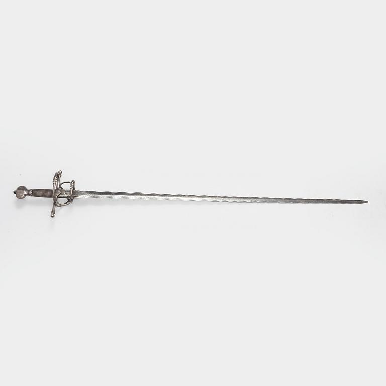 A flame bladed rapier, late 16th century, probably Germany.