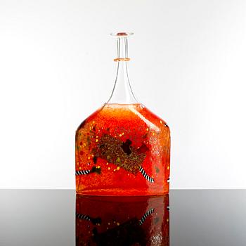 FLASKA, glas,"Satellite", Bertil Vallien, Kosta Boda, 1990-tal.