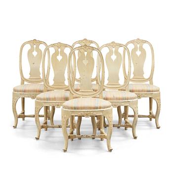 57. Six Swedish 1770's chairs.