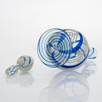 A ca 1860s filigree glass decanter from Nuutajärvi Finland.