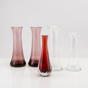 Jan & Berit Johansson, vases/decanter 5 pcs glass.