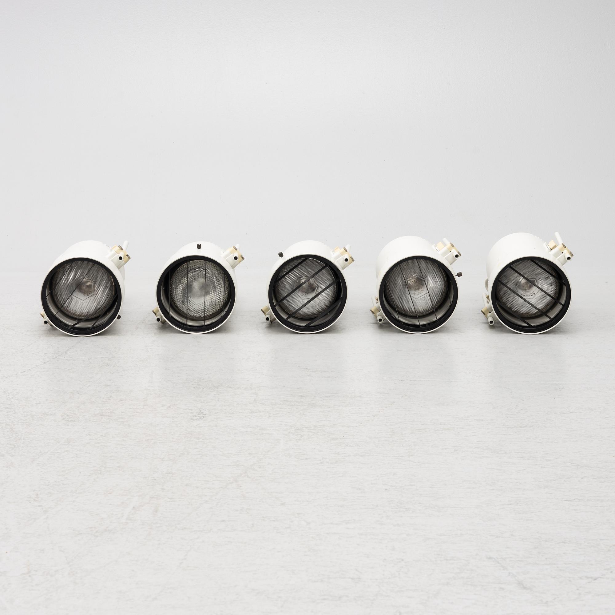 Five spotlights from Erco, end of the 20th century.