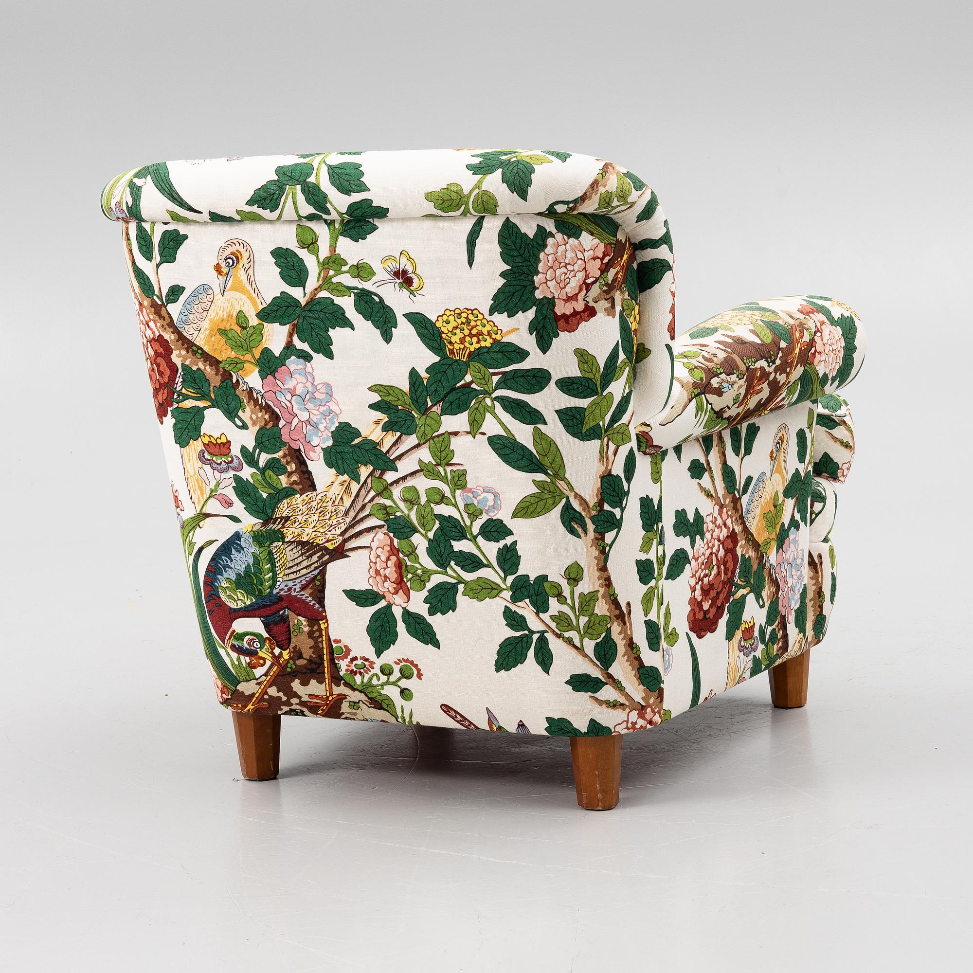Josef Frank, a model 568 armchair, Firma Svenskt Tenn Sweden, after 1985.