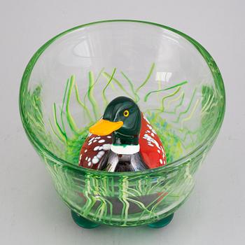 Ernst Billgren, skulptur, glas, "And i Vas", Kosta Boda, numrerad 15/30, signerad.