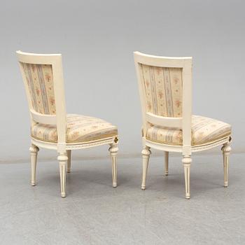 A pair of Swedish Gustavian chairs, late 18th century.