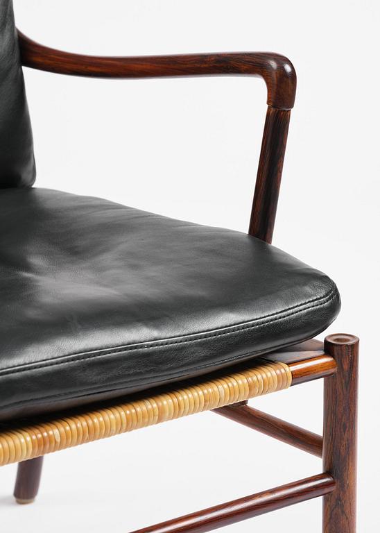 Ole Wanscher, an early pair of rosewood "Colonial Chair" model PJ 149, Poul Jeppesen, Denmark, ca. 1950.