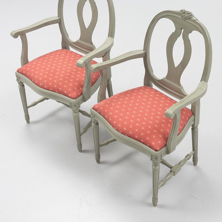 Karmstolar, 8 st, gustaviansk stil, "Gamla Sverige", Åmells möbler, 1900-talets senare del.