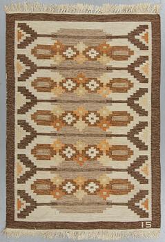 Ingegerd Silow, matto, flat weave, ca 193,5-194,5 x 137-139 cm, signed IS.