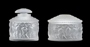 LOCKASK samt FLAKONG, glas, Lalique, sign "Lalique France".