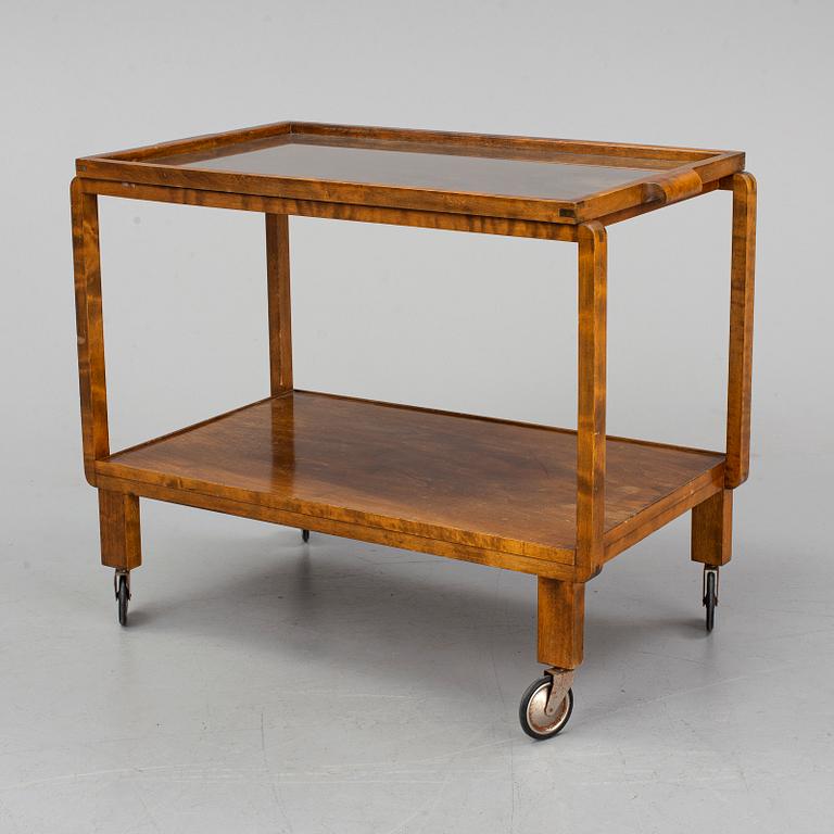 A stained birch tea trolley, 1930's.