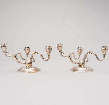 W.A. BOLIN, KANDELABRAR, ett par, silver, Stockholm 1934.