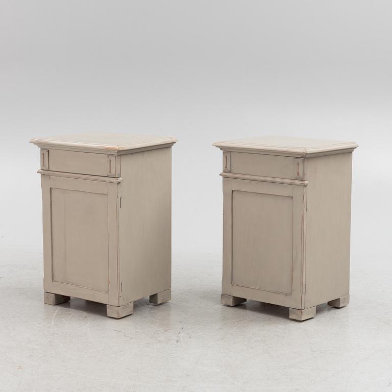 A painted pair of bedside cabinets. Late 19th Century.