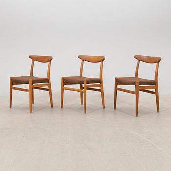 Hans J. Wegner, chairs 6 pcs "W2" CM Madsen Denmark 1960s.