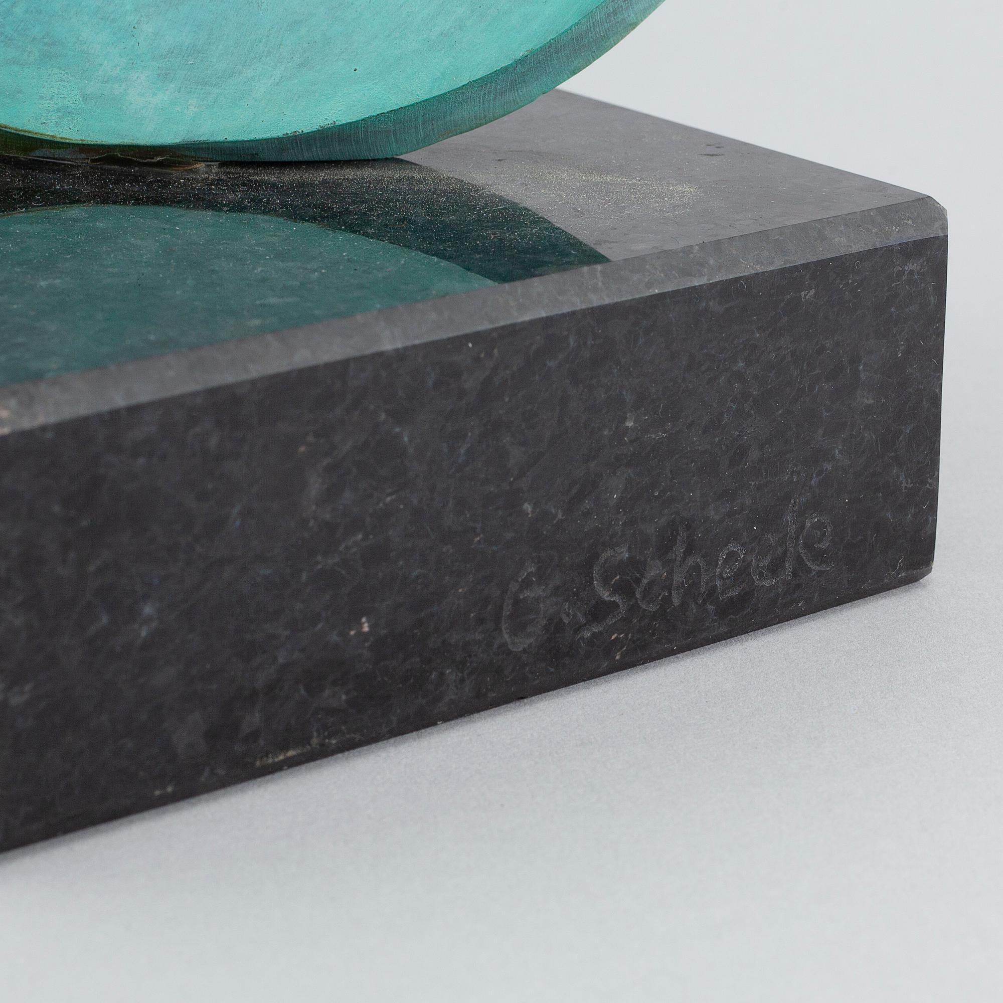 GEORG SCHEELE, sculpture, patinated bronze and granite, signed.