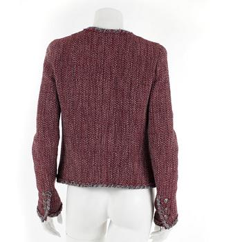 CHANEL, a red woolblend jacket. French size 42.