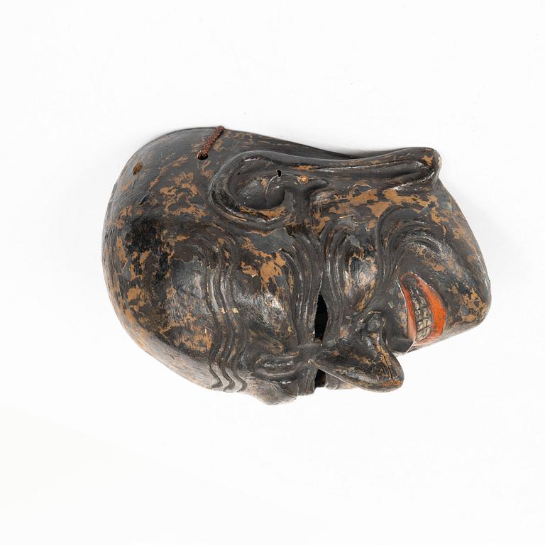 A Japanese painted and laquered noh mask, 'Gigaku', 1900s.