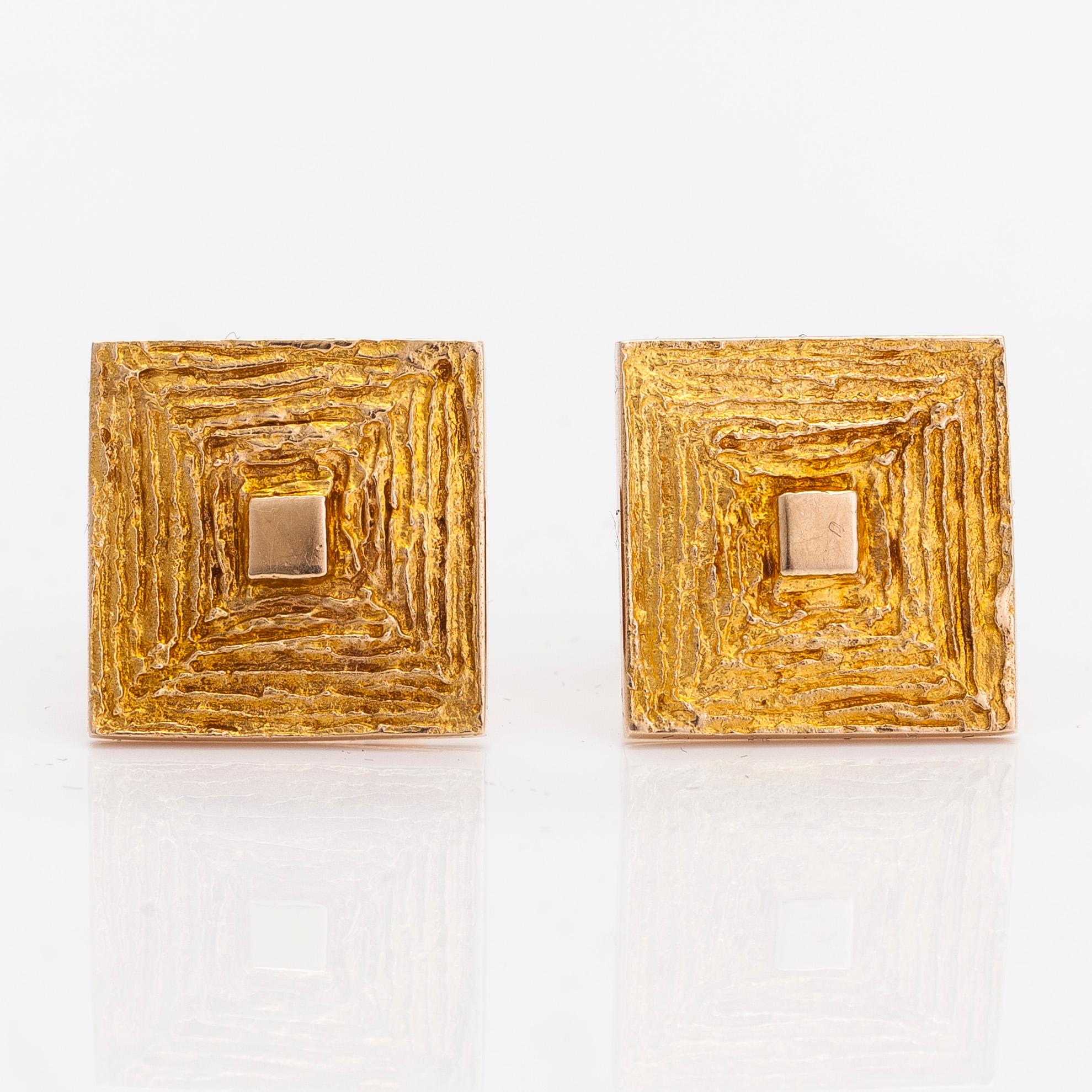 Björn Weckström, manschettknappar, "Ruta", 14K guld, Lapponia 1965.