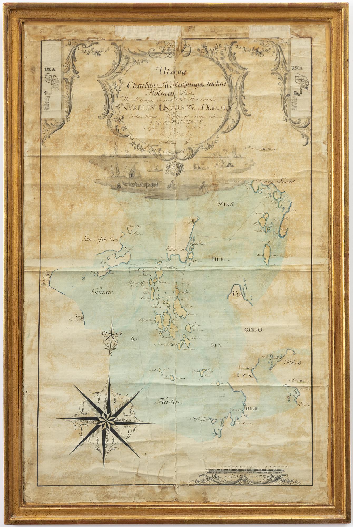 Map, 18th century.  "Utdrag, Charta öfwer Wästerljungs Sochne Holmar".