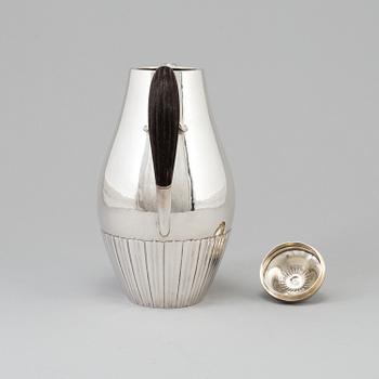 A silver coffee pot, designed by Johan Rodhe for Georg Jensen, Denmark, after 1945. Weight ca 647 grams.