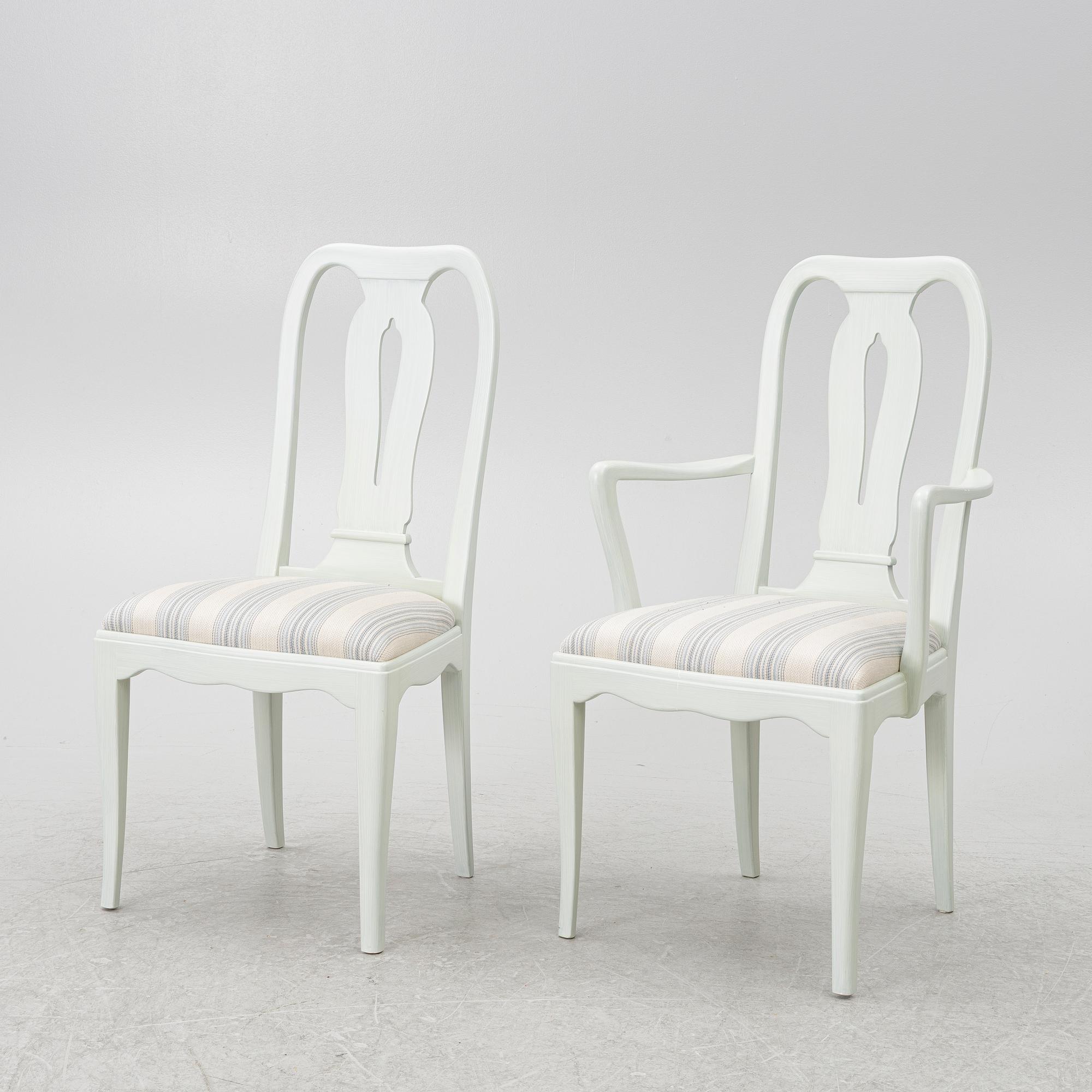 Carl Malmsten, a dinner table with six chairs, 'Brunnsviken', Sweden, second half of the 20th century.