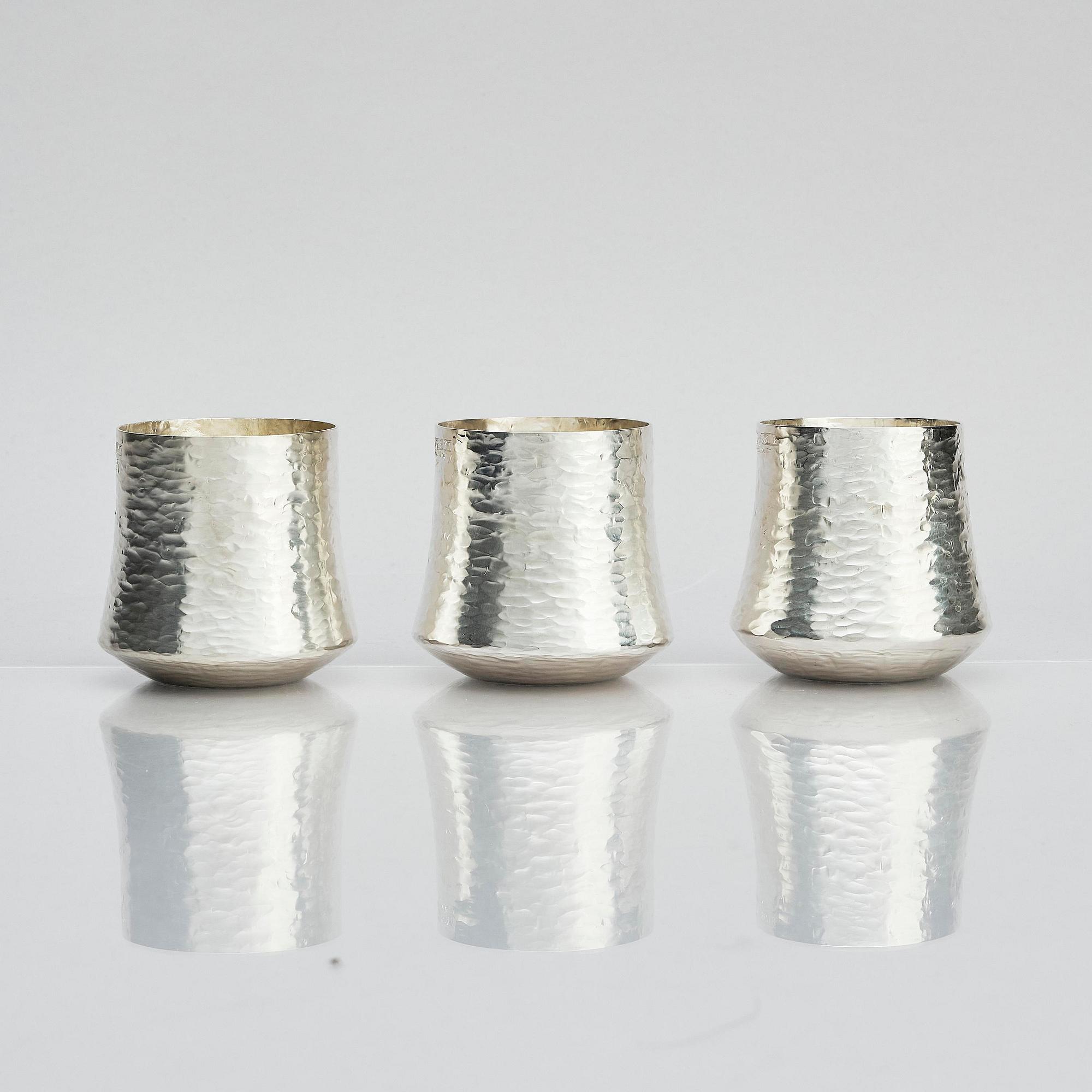 Tapio Wirkkala, a silver pitcher with six beakers, Kultakeskus, Tavastehus Finland 1970-80's.