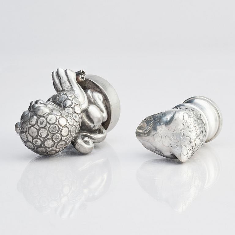 Anna Petrus, two pewter seals, Svenskt Tenn, Stockholm, one stamped 1956.