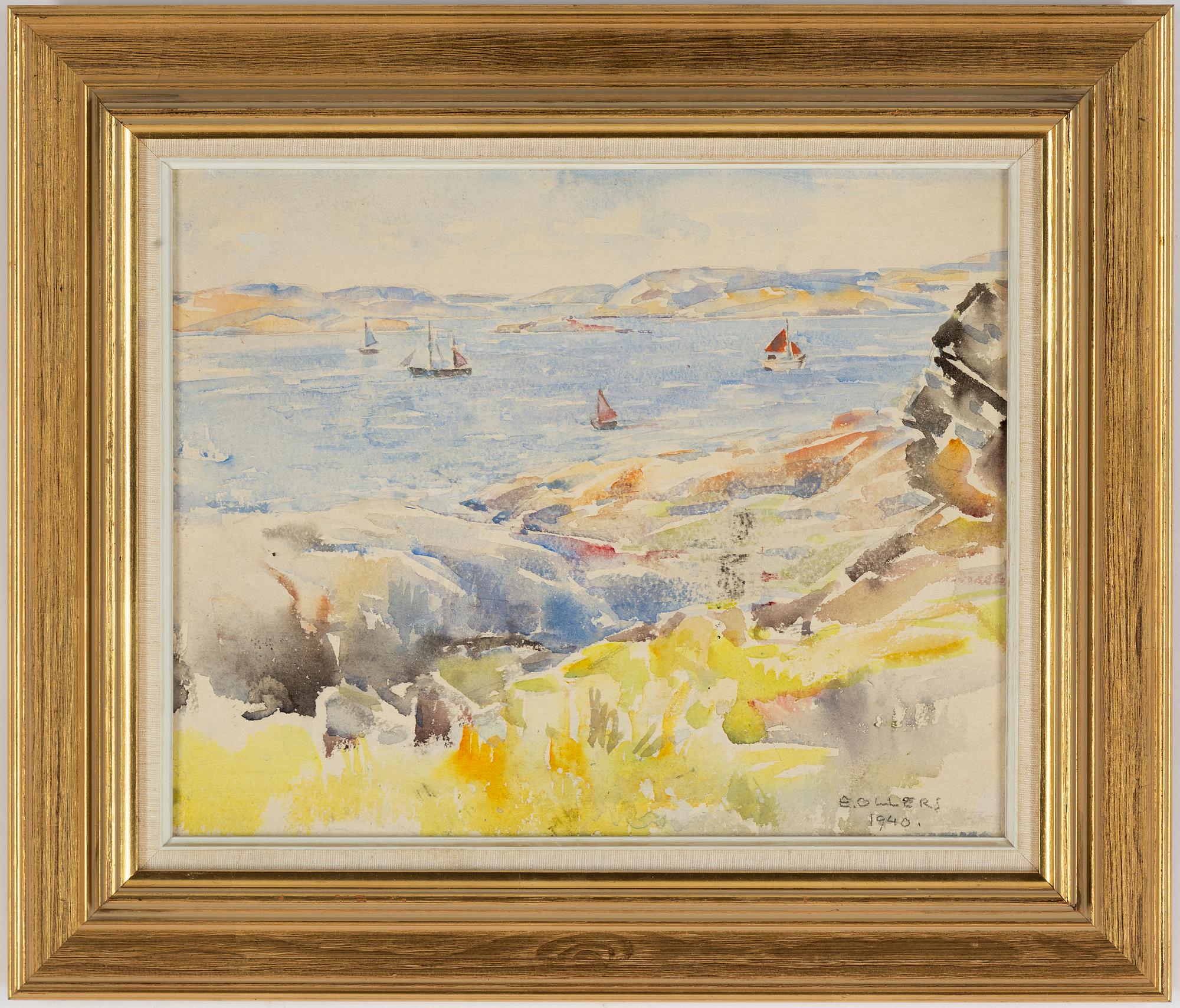 Edvin Ollers, akvarell på papper/duk signerad.