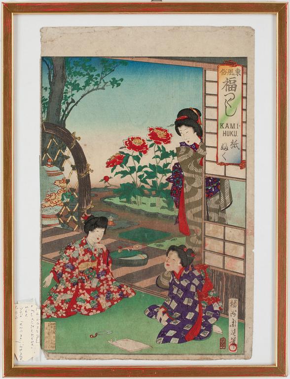 TOYOHARA CHIKANOBU, träsnitt, 2 st, Japan.