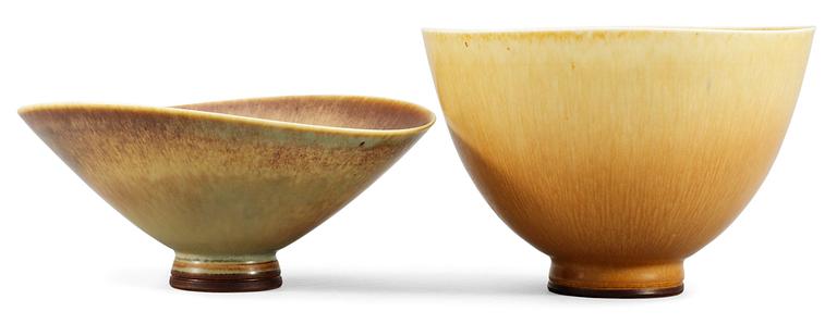 Two Berndt Friberg stoneware bowls, Gustavsberg studio 1957 and 1964.
