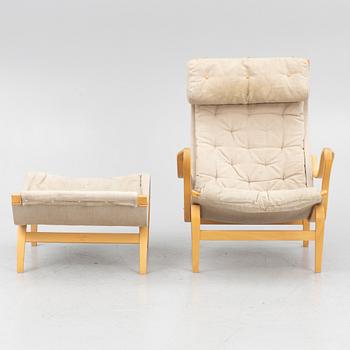 Bruno Mathsson, fåtölj med fotpall, "Pernilla", DUX, 2000-tal.