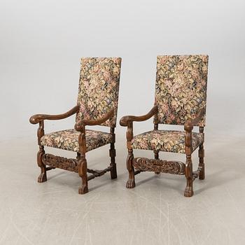 Armchairs, a pair, Baroque style, first half of the 20th century.