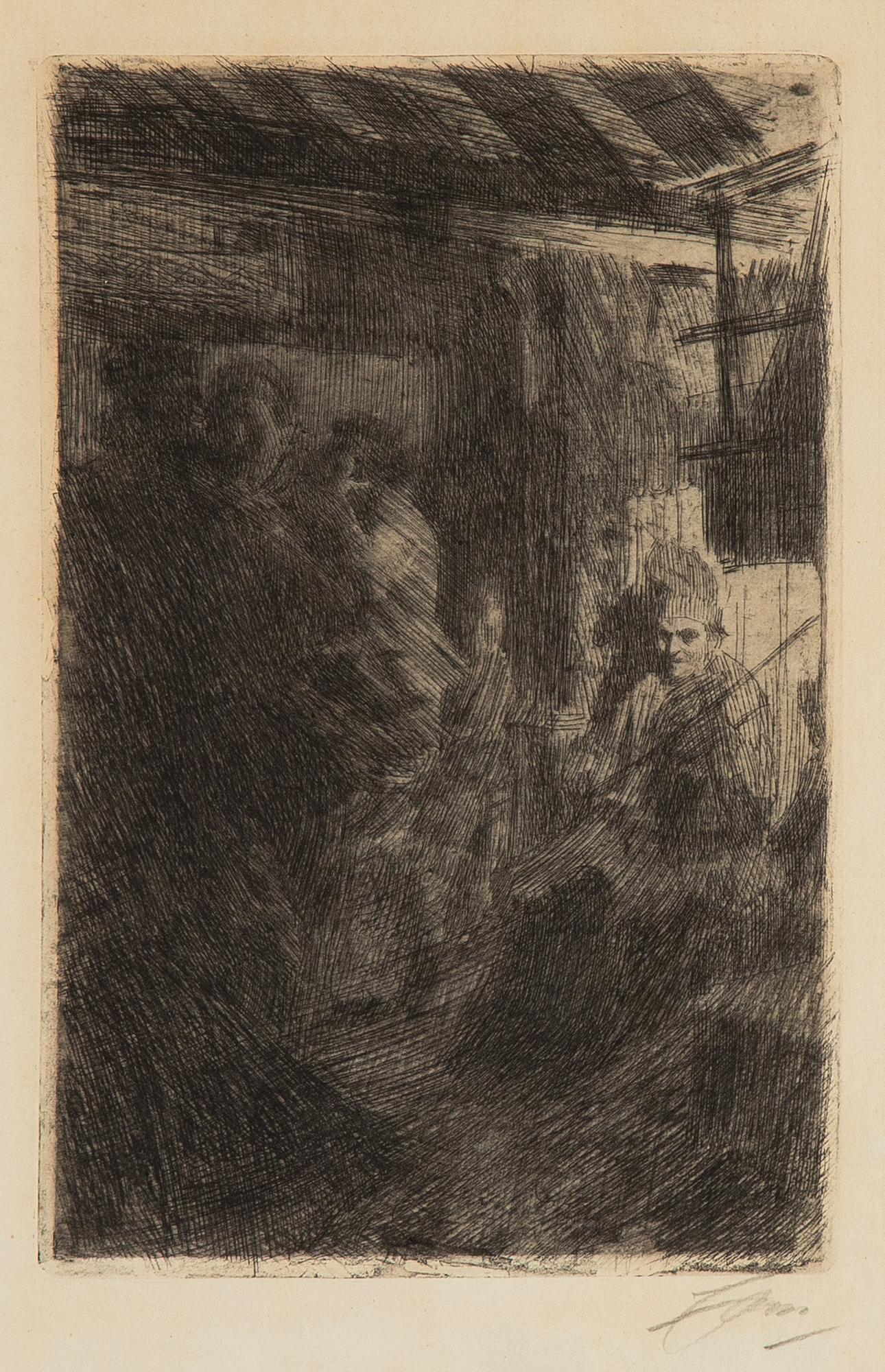 Anders Zorn, etsning, signerad Zorn med blyerts samt daterad 1917 i plåten.