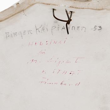 Birger Kaipiainen, a stoneware relief signed Kaipiainen.