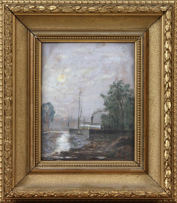 OKÄND KONSTNÄR, olja på pappannå, sign A H.