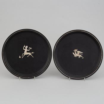 Wilhelmina "Tiddit" Wendt, two isolit and silver dishes, Perstorp, 1941 and 1944.
