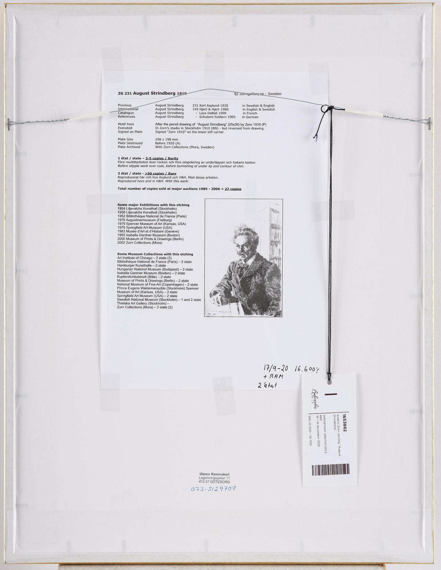 Anders Zorn, "August Strindberg".