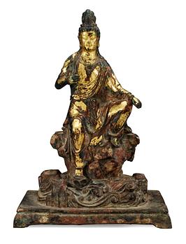 91. A bronze figure of Buddha, Qing dynasty.