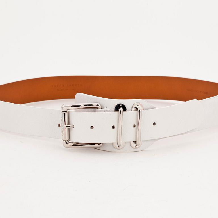 RALPH LAUREN, a white leather belt.