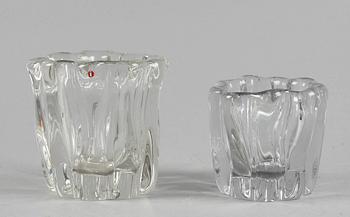 VASER, 2 st, glas, "Kalvolan Kanto", Tapio Wirkkala, Iittala, Finland, 1940-50.