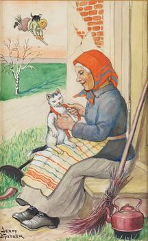 423. Jenny Nyström, Påskkärring med katt.