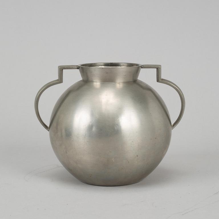 A 1930's pewter vase, Stockholm, numbered 57/150.