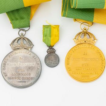 Gold medal and silver medal, Gustaf VI Adolf, Sweden, Royal Patriotic Society.