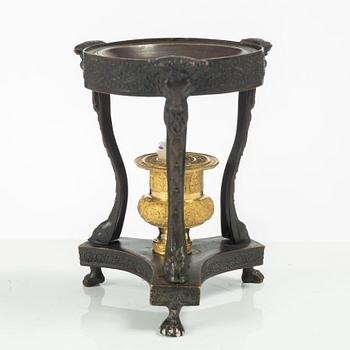 A French Empire ormolu and patinated brûle-parfume, early 19th century.