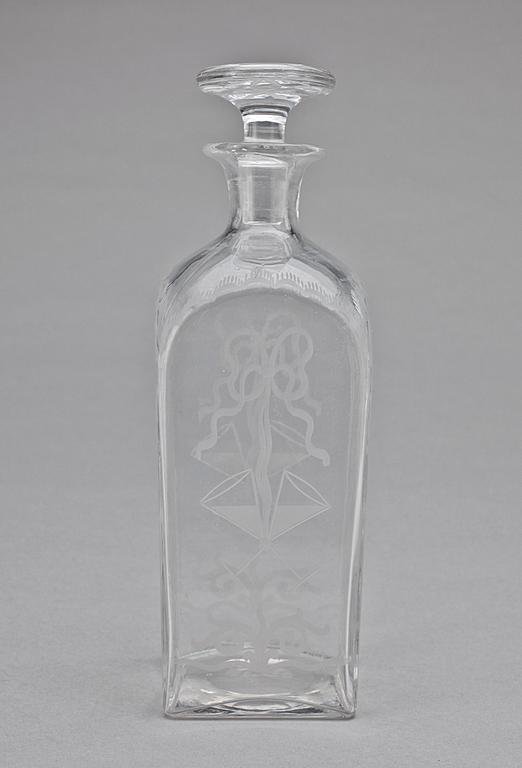 KARAFF MED PROPP, glas, Elme Glasbruk, Bacchus, 1920/30-tal.