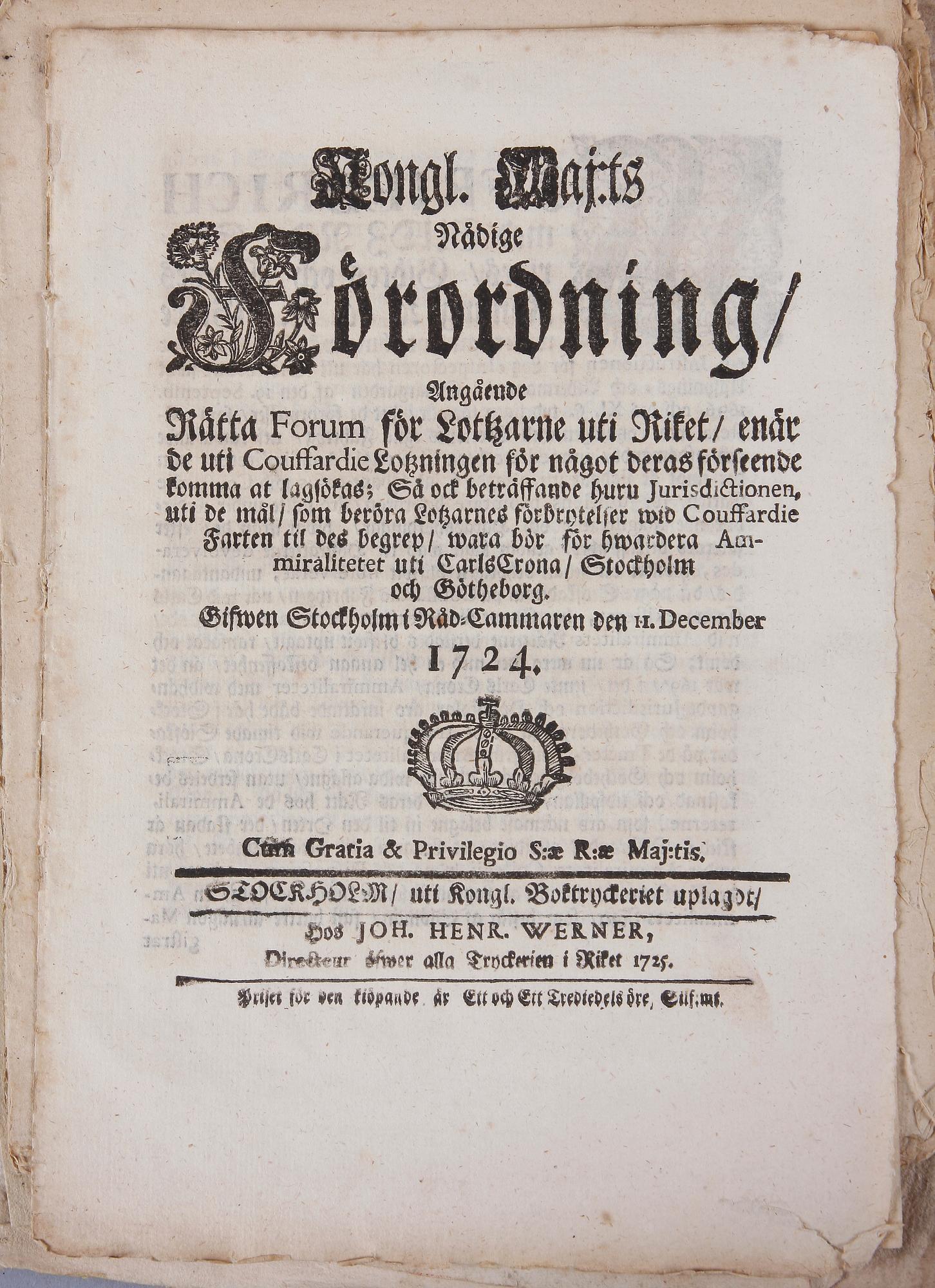 PARTI KUNGÖRELSER, AVHANDLINGAR OCH SMÅTRYCK, ca 40 st, 1700-1800-tal.