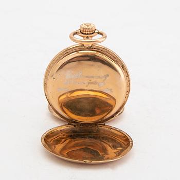 Pocket watch Glashütter Uhrenfabrik Union, 14 K gold weight in total 101 grams.