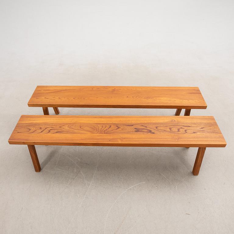 Benches, a pair, late 20th century.