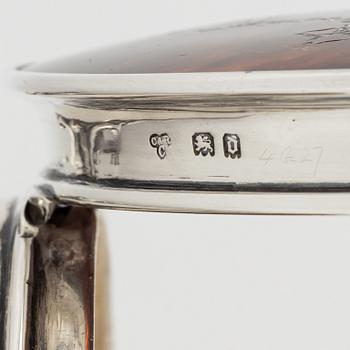 An English silver and tortoiseshell jewellery box, marks of Charles & Richard Comyns, London 1919,