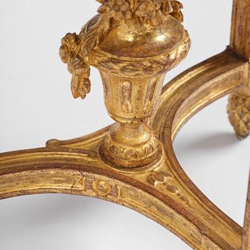 A Gustavian carved giltwood console table, Stockholm, late 18th century.