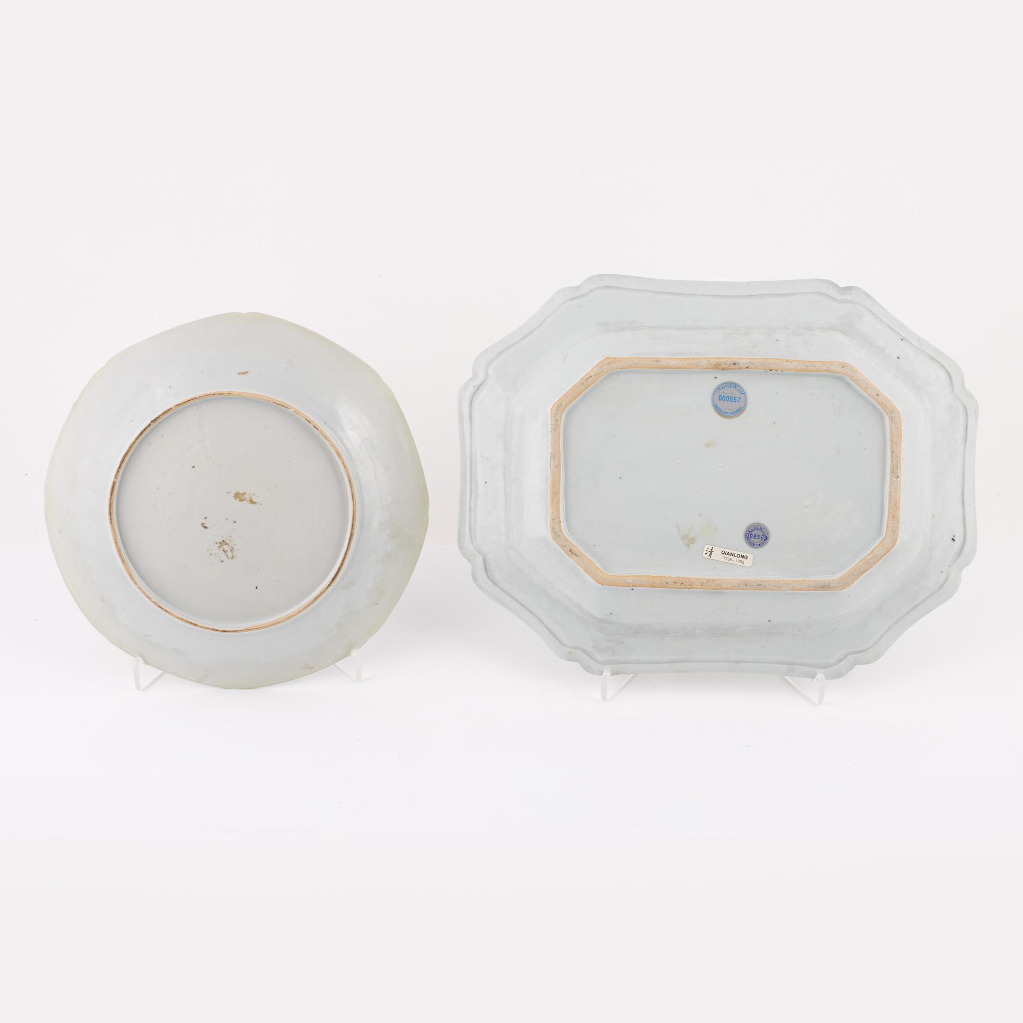 Terrinfat samt skålfat, porslin, Kina, Qianlong (1736-95).